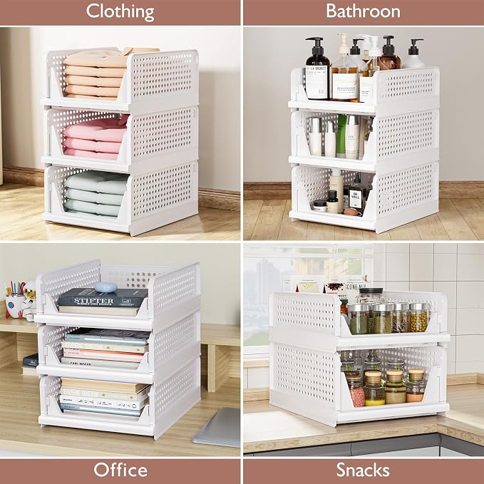 CTSNSLH 8 Pack Closet Organizers Stackable Storage Box | White stackable - Image 5