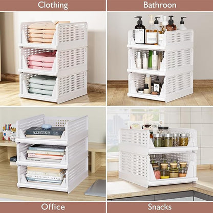 CTSNSLH 8 Pack Closet Organizers Stackable Storage Box | White stackable - Image 5