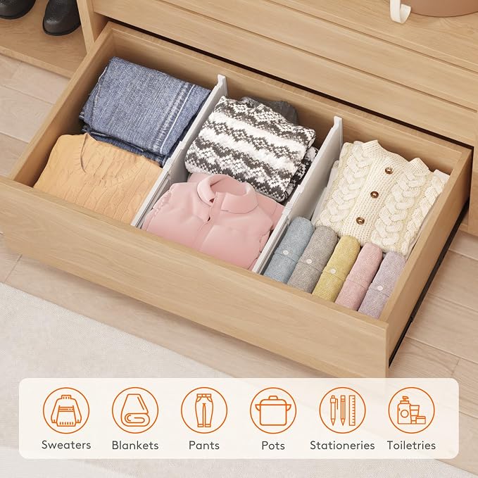 Lifewit 8" High 4 Pack Deep Drawer Dividers, 13.8-22.5" Adjustable Dresser - Image 9