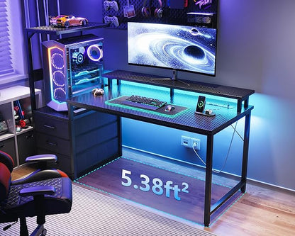 AODK 52 Inch Gaming Desk with USB Charging Ports & LED Light- Reversible - Image 2