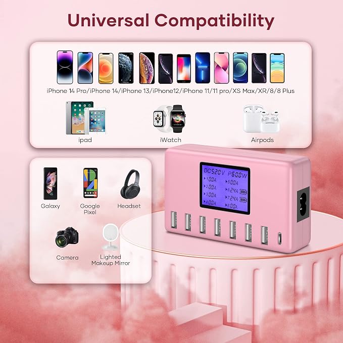 USB Charger, slitinto 60W 12A 8-Port USB Charging Station Multi Port USB Hub - Image 5