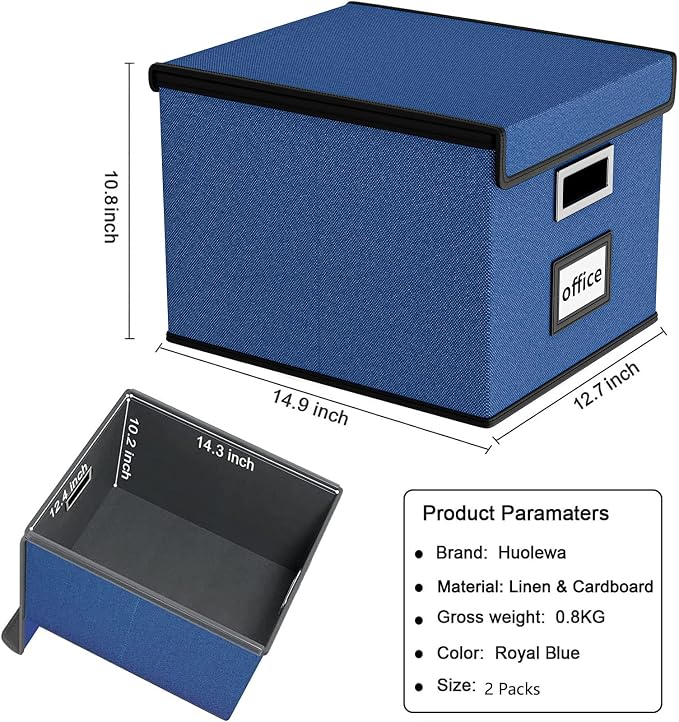 File Organizer Box with Lids, Collapsible File Folder Organizer | File Box with - Image 6