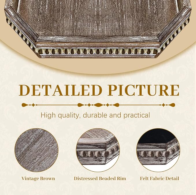 MAONAME Wood Serving Tray, Farmhouse Wooden Tray - Image 3