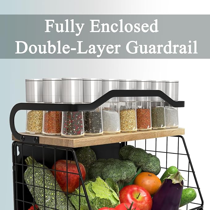 Magnetic Shelf for Fridge with Wood Lid, Fruit Potato and Onion Storage Bins - Image 3