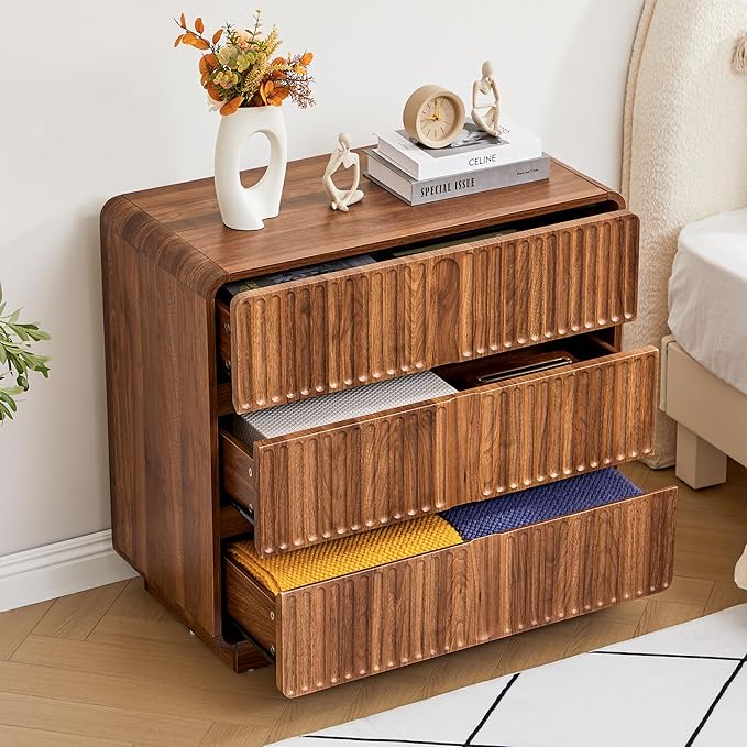 Turtle&Myrtle Fluted 3 Drawer Dressers - Image 4