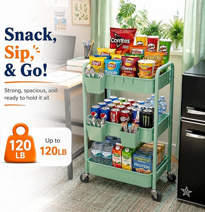 3 Tier Rolling Storage Cart Metal - Image 9