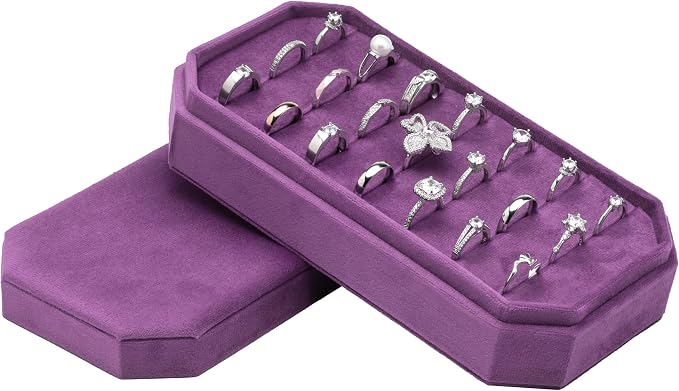 Velvet Ring Organizer Display Tray Jewelry Box Earring Holder Case - Image 3