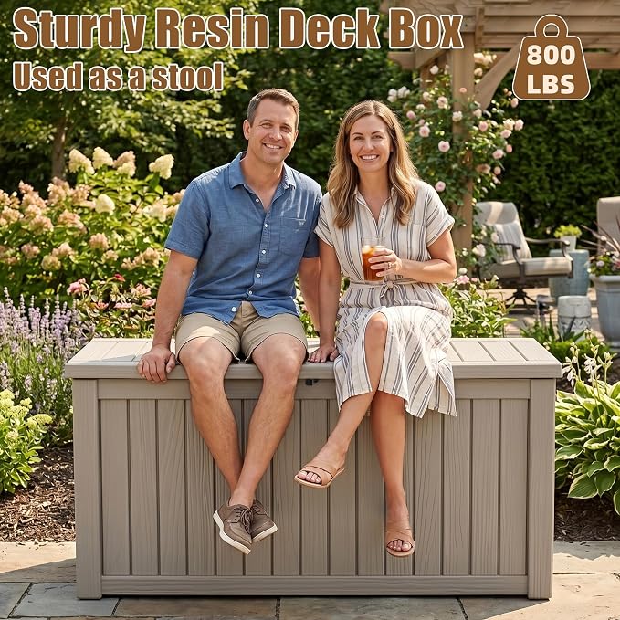 300 Gallon Outdoor Storage Box, Extra Large Resin Deck Box, Waterproof Lockable - Image 6