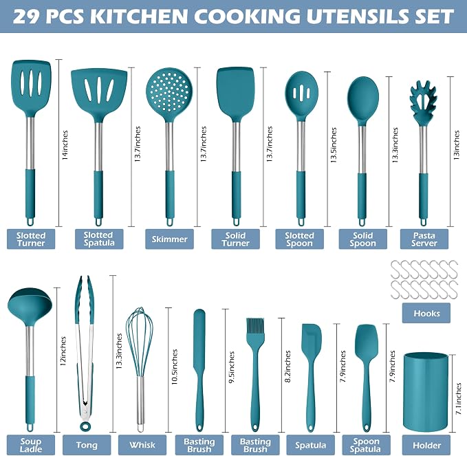 HaWare 29 PCS Silicone Cooking Utensils Set, Heat Resistant Kitchen Utensils Set - Image 2