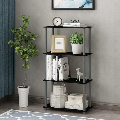 Furinno TURN-N-TUBE Storage Shelves, 4-Tier Toolless Book Shelf, Corner Shelf - Image 2