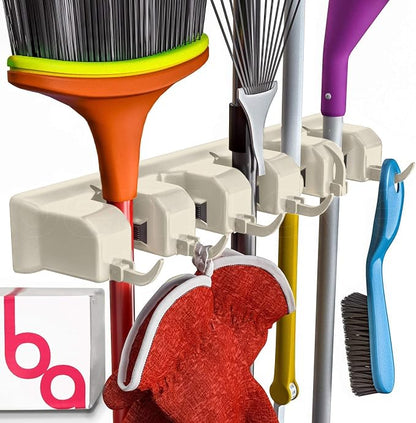 Broom Holder Wall Mount and Garden Tool Organizer, Closet Storage, Kitchen Rack by BerryAve