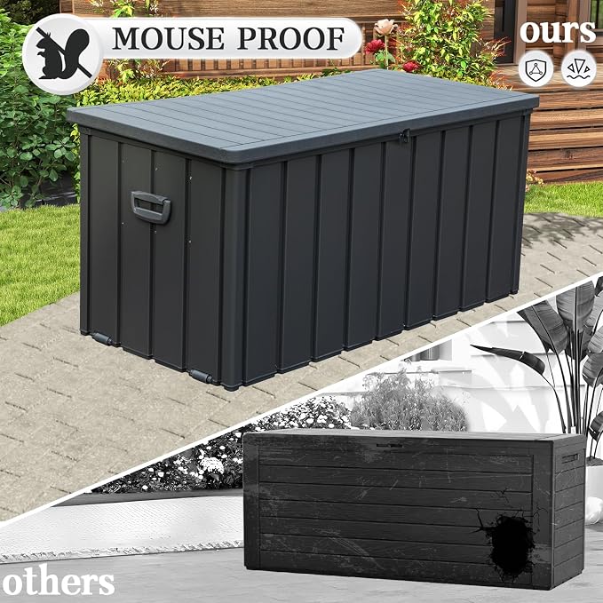 Domi 120 Gallon Deck Box, Metal Outdoor Storage Box - Image 3