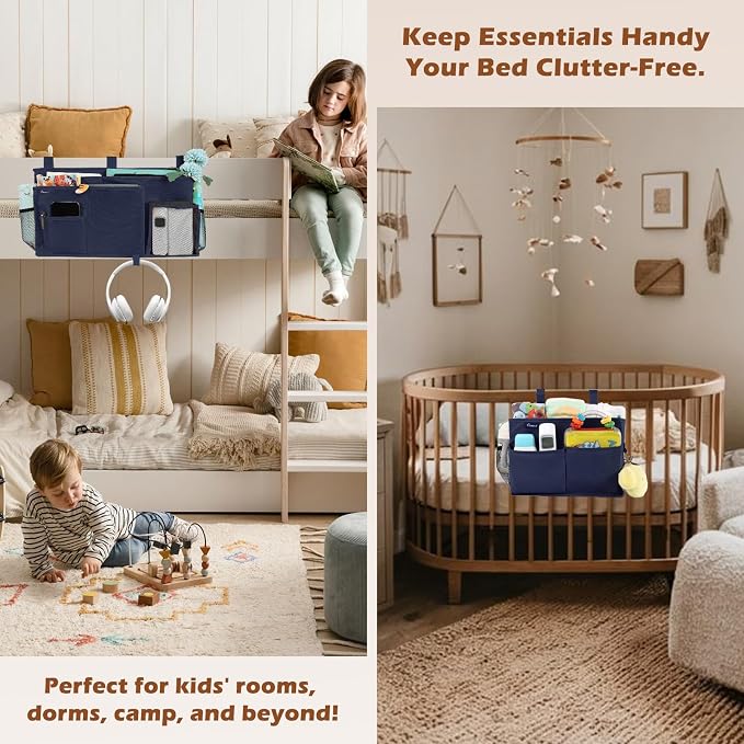 Surblue Bedside Caddy Bunk Bed Storage Organizer Hanging Pockets - Image 2