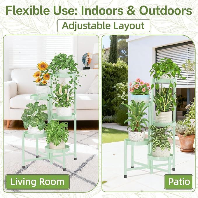 iDavosic.ly Plant Stand Indoor Outdoor, 5 Tier Corner Metal Flower Display - Image 6
