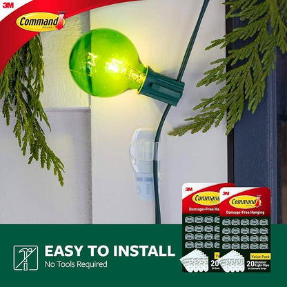 Command Outdoor Light Clips, 40 Clear and 48 Strips, Damage Free Hanging - Image 7