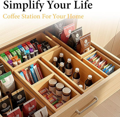 Bamboo Drawer Organizer 5 Pcs for Kitchen Multi-purpose Storage Dividers for - Image 6