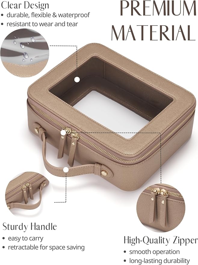 Popvibe Clear Makeup Bag Travel Cosmetic Case Transparent Toiletry Bag - Image 2