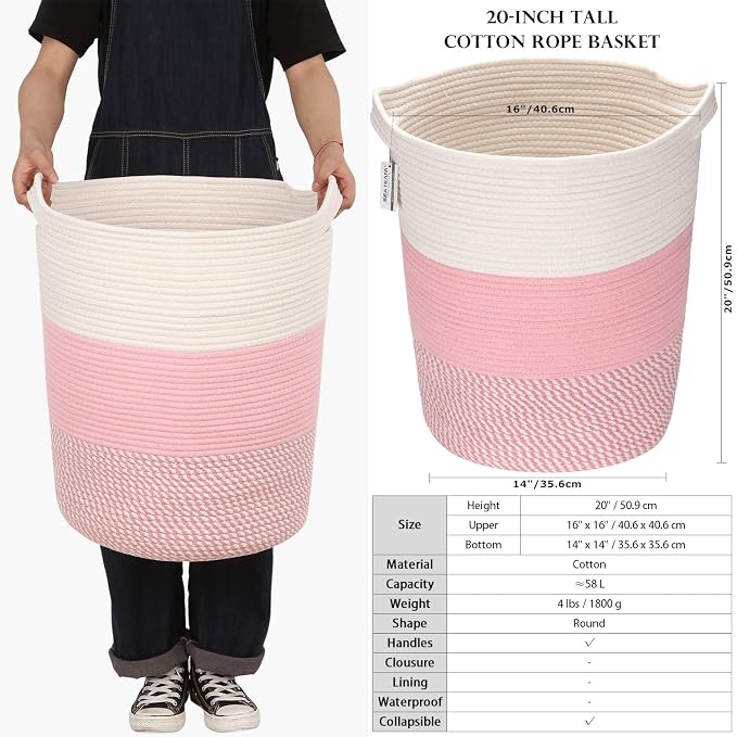 Sea Team Large Size Cotton Rope Woven Storage Basket - Image 5