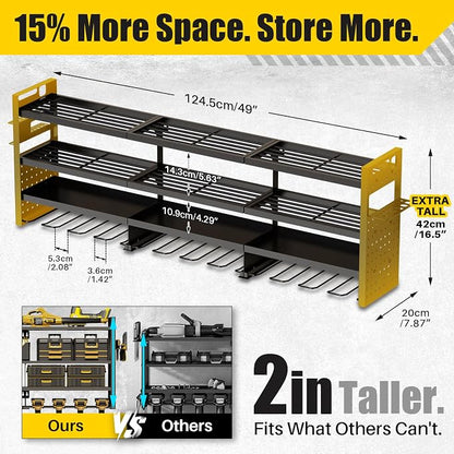 Large 49''W Power Tool Organizer Wall Mount | 620lbs Garage Storage Rack - Image 3