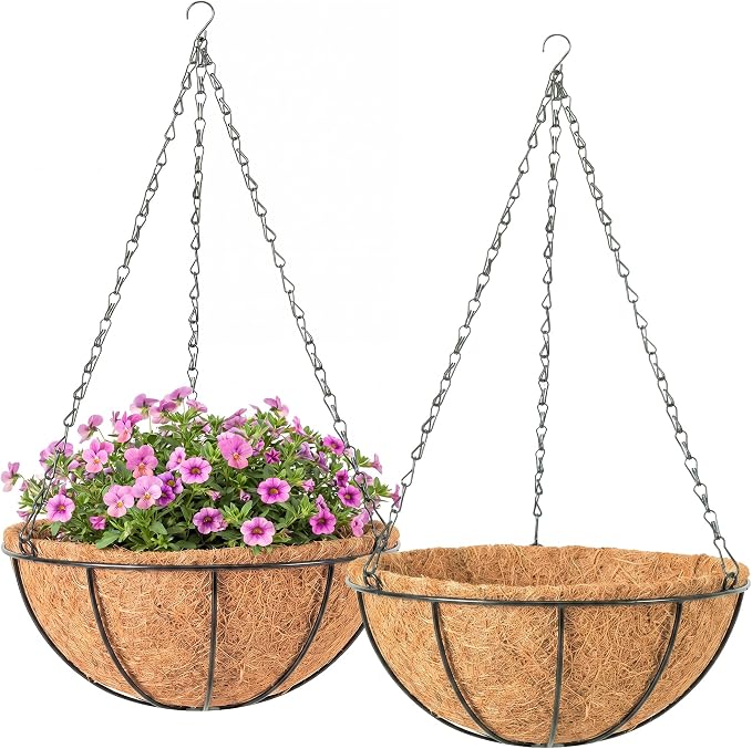 2 Pack 14" Metal Hanging Planter Baskets by ARVINKEY