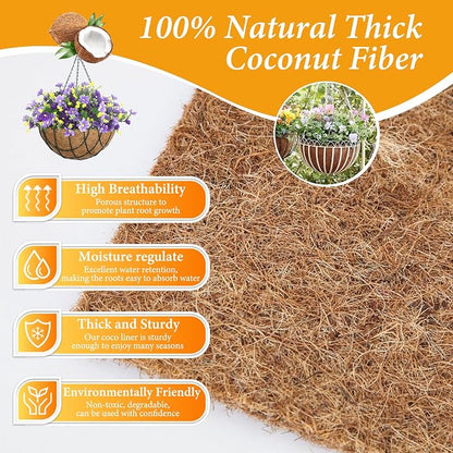 4 Pack 8 Inch Hanging Basket Coco Liners Replacement, 100% Natural Round - Image 3