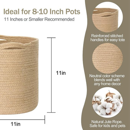 MEGASKET Woven Jute Plant Basket, Wicker Basket Planter - Image 2