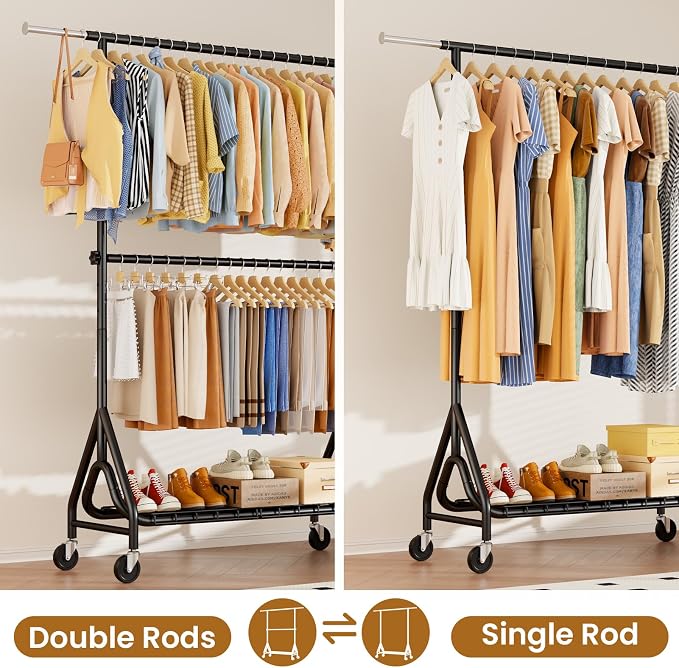 Double Rods Clothing Rack, Heavy Duty Clothes Rack - Image 4