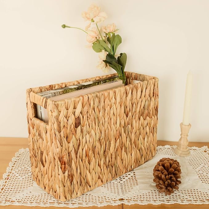 StorageWorks Hand-Woven Magazine Holder, Magazine Wicker Basket - Image 9