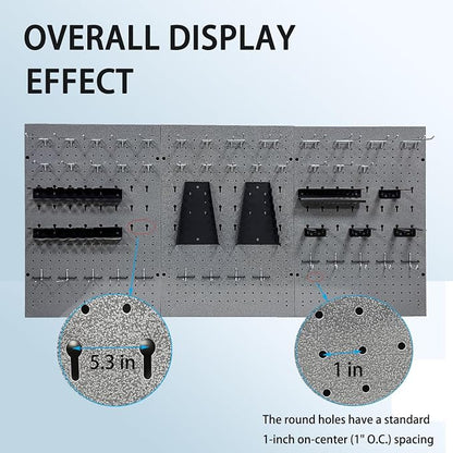 JZD 115 PCS Metal Pegboard Wall Organizer 3 Packs Metal Pegboard Kit 66x24 Inch - Image 5