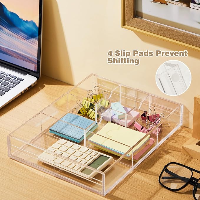 1 Pcs Acrylic Desk Drawer Organizer 2 Inch Height Expandable Drawer Organizer - Image 6