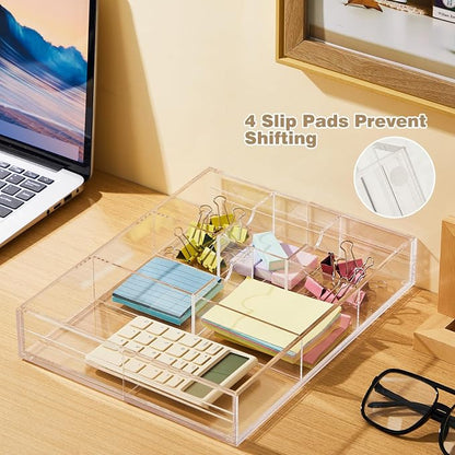 2 Pcs Acrylic Desk Drawer Organizer Maximum 12 x 18 x 2.1 Inch Expandable - Image 6
