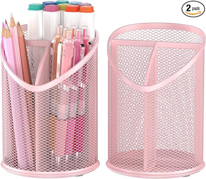 2 Pack Pen Holder Mesh Round Pencil by Delifox