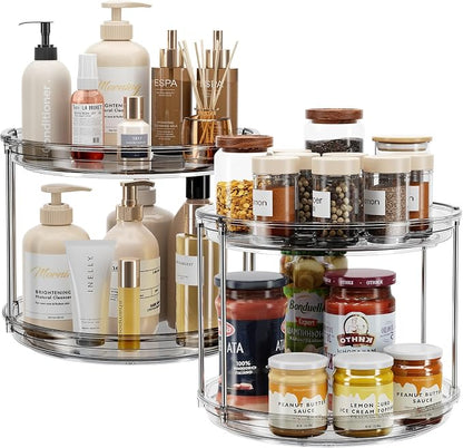 LAMU 2 Pack 2 Tier Lazy Susan Turntable Organizer 9.25'' Rotating Spice Rack by YourHome-OrganizationHelper
