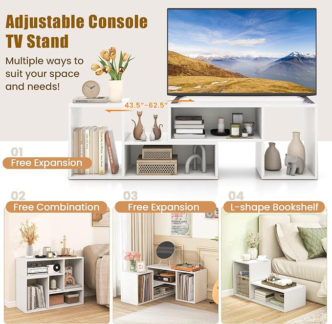 LDAILY L-Shaped TV Stand, TV Entertainment Center - Image 2