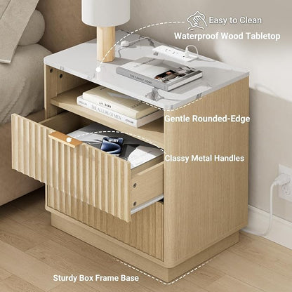 Large Fluted Night Stand Set of 2 - Image 5