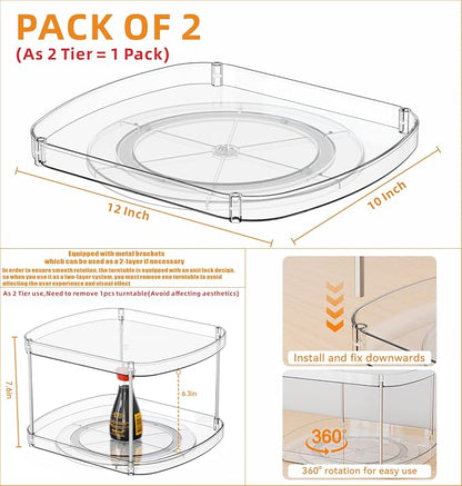 Yieach 2 Pack Rectangle Lazy Susan - Image 3