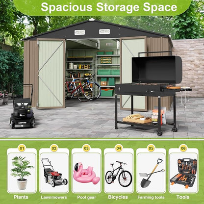 JUMMICO 10 x 10 FT Outdoor Storage Shed, Large Metal Garden Shed & Tool Sheds - Image 3