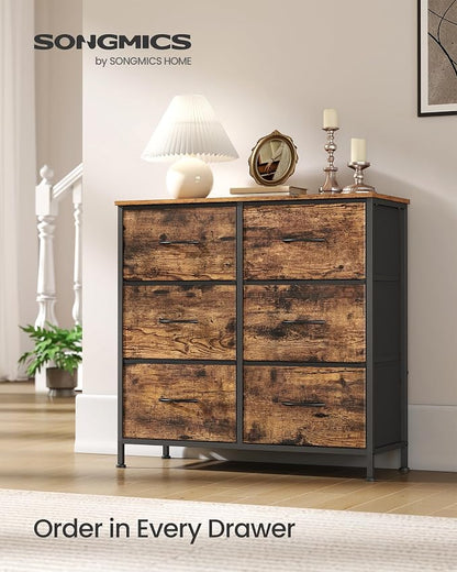SONGMICS Dresser for Bedroom, Chest of Drawers, TV Stand, 6 Non-Woven Fabric - Image 3