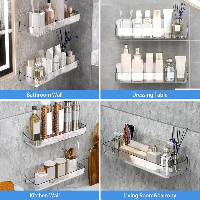 Diesisa Acrylic Wall Mount Organizer, Adhesive Shelves, Shower Caddies - Image 6
