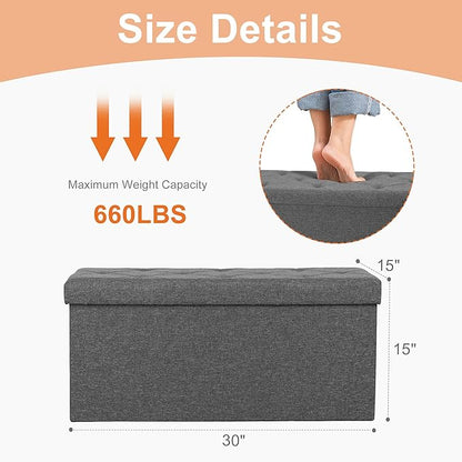 Sweetcrispy 30 Inch Folding Storage Ottoman Bench, Ottoman - Image 3
