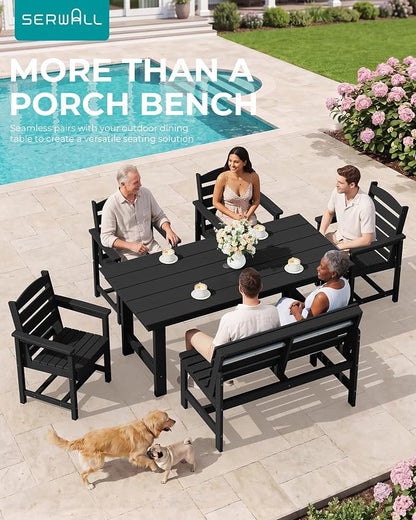 SERWALL Armless Outdoor Bench, All Weather HDPE Porch Bench, 2 Pack, Suitable - Image 7