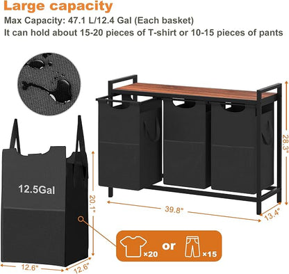 Heybly Laundry Hampers, 3 × 12.5 Gal Laundry Basket - Image 4
