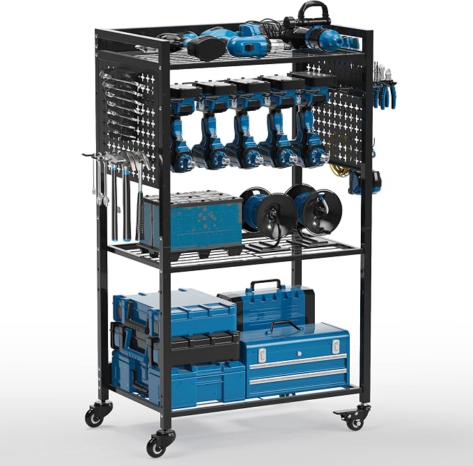Power Tool Organizer Cart, Rolling Tool Drills Holders Storage Rack on Wheels by VDEVY