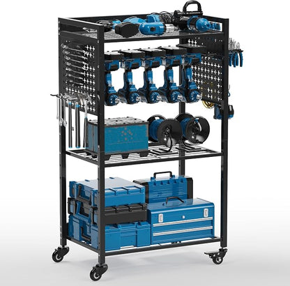 Power Tool Organizer Cart, Rolling Tool Drills Holders Storage Rack on Wheels by VDEVY