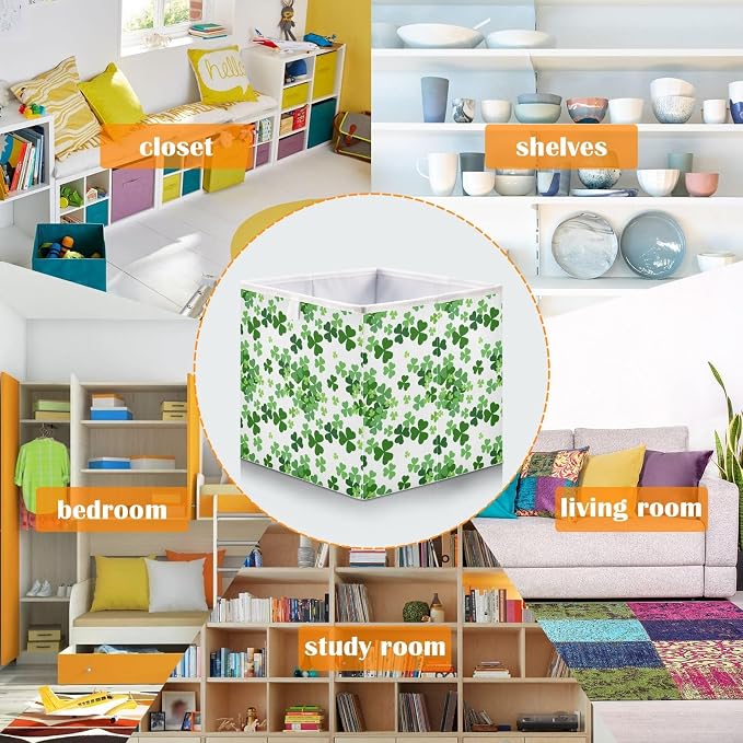 Lucky Clover Shamrocks Closet Organizers Storage Cubes Storage Bins Shelf - Image 6