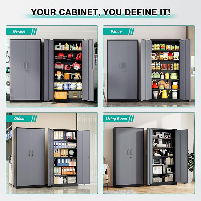 SISESOL Wide & Deep Metal Storage Cabinet - Image 4