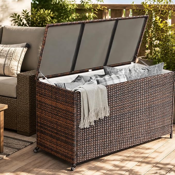 AVAWING 180 Gallon Wicker Deck Box - Image 8