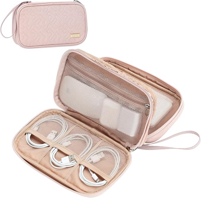 NISHEL Travel Cord Organizer Case, Double Layers Tech Electronic Bag, Essentials by NISHEL