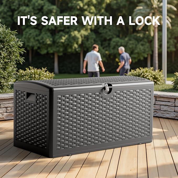 80 Gallon Deck Box, Double Layer Waterproof Resin Outdoor Indoor Storage Box - Image 6