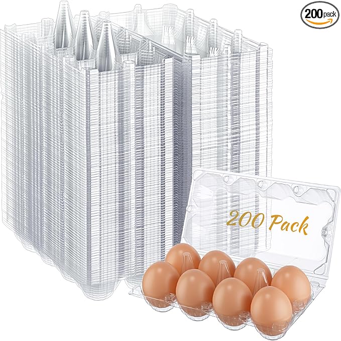 Zubebe 200 Pieces Clear Egg Cartons Plastic Egg Cartons Bulk Empty Chicken Egg by Zubebe